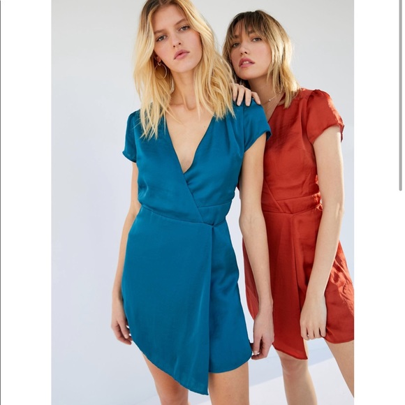 Urban Outfitters Beau Satin Wrap Dress - Picture 1 of 7